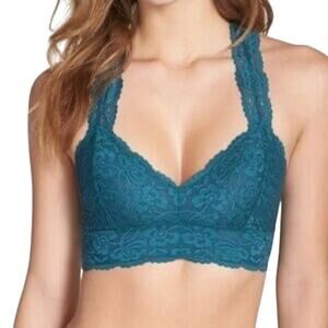FREE PEOPLE Women's Galloon Lace Racerback Bralette Teal Size Medium Intimately